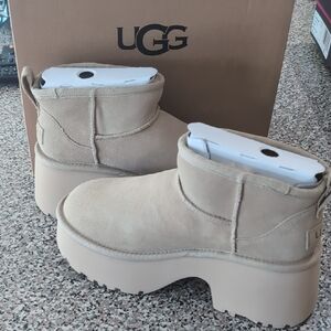 UGG Tan Platform Shoes with Chunky Sole